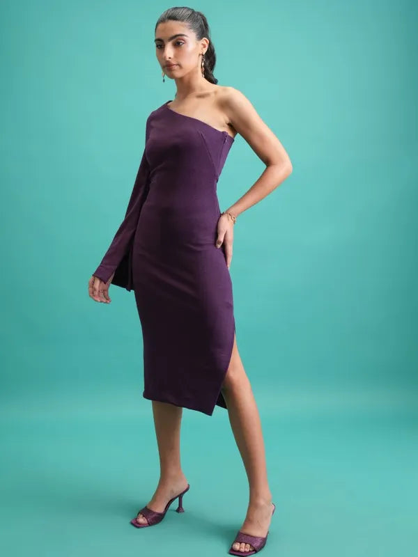 Suburbans Women Purple Solid Bodycon Dresses