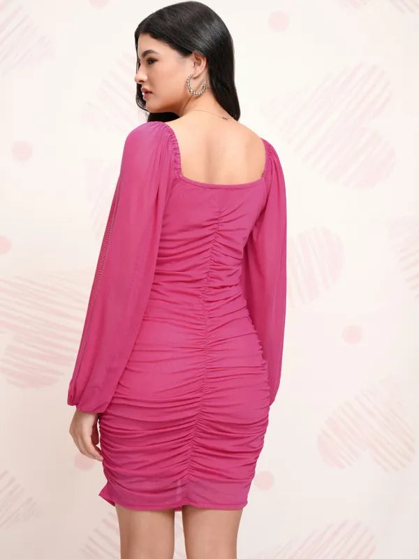 Suburbans   Women Pink Solid Bodycon Dress