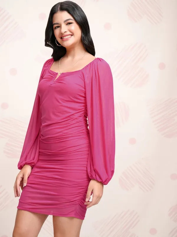 Suburbans   Women Pink Solid Bodycon Dress