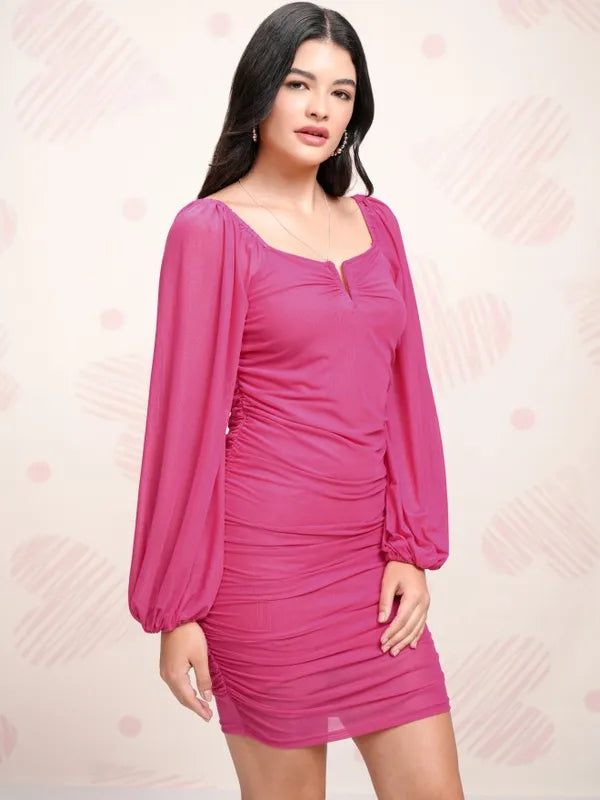 Suburbans   Women Pink Solid Bodycon Dress