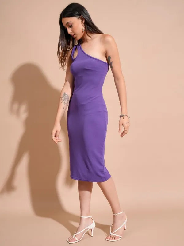 Suburbans   Women Purple Solid Bodycon Dress