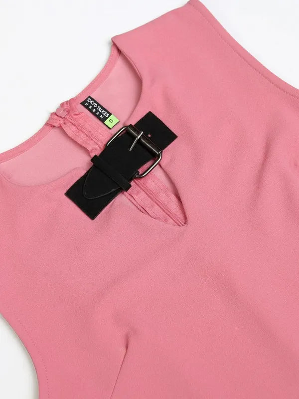 Suburbans  Women Pink Solid Bodycon Dress