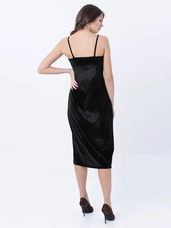 Suburbans Women Black Solid Bodycon Dress