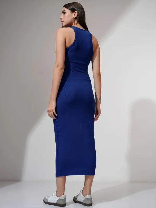 Suburbans Women Blue Solid Bodycon Dress