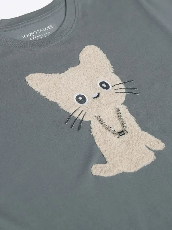 Suburbans Women Grey Self Design Round Neck T-Shirt