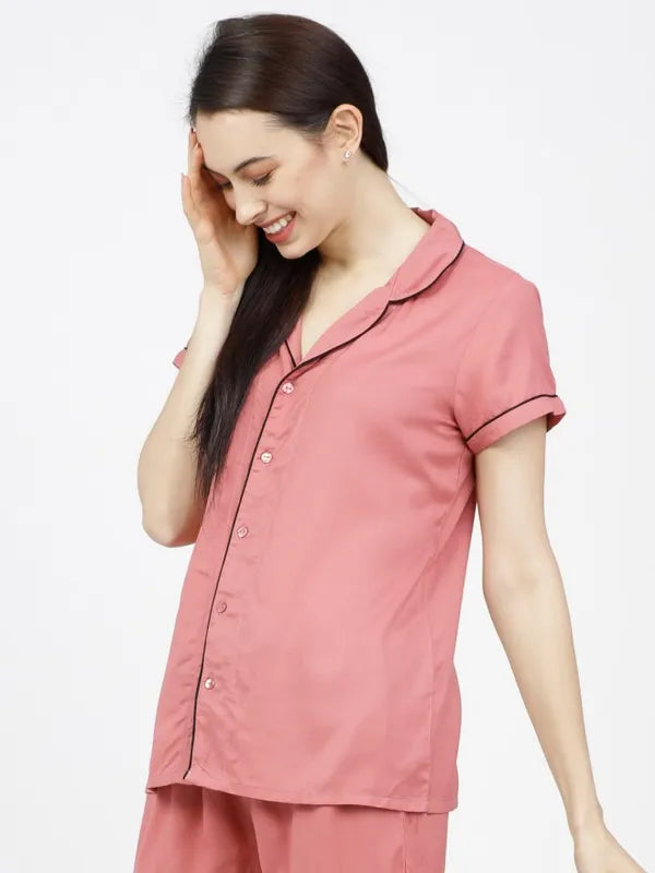 Suburbans Solid Regular Fit Sleep Shirts