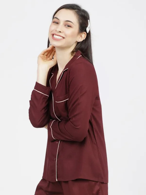 Suburbans Solid Regular Fit Sleep Shirts