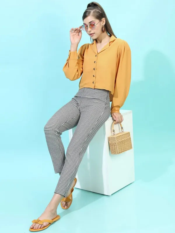 Suburbans Women Mustard Solid Casual Shirts