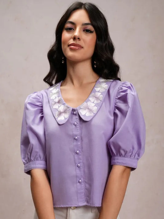 Suburbans   Women Purple Solid Casual Shirts