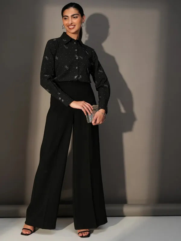 Suburbans Women Black Printed Casual Shirts