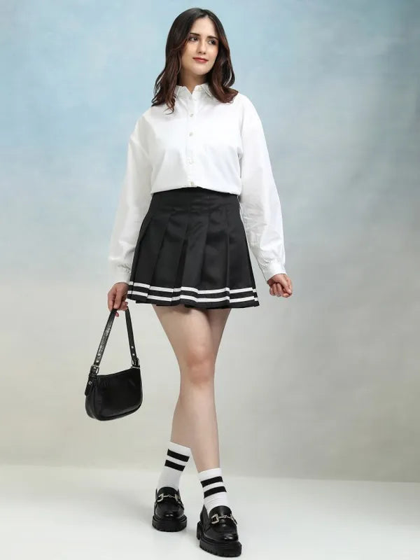 Suburbans Women Off White Solid Regular Fit Casual Shirt