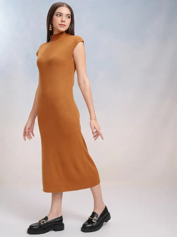 Suburbans  Women Orange Solid Bodycon Dress