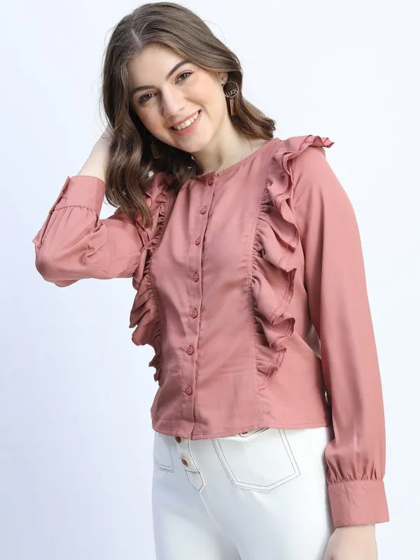 Suburbans Women Rose Solid Regular Tops