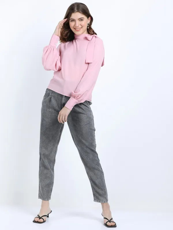 Suburbans Women Pink Solid Regular Tops