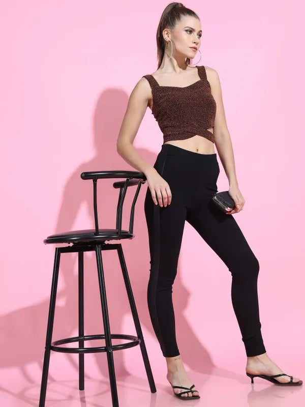 Suburbans Women Maroon Solid Fitted Tops