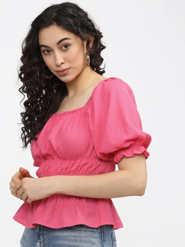 Suburbans Women Pink Solid Regular Tops