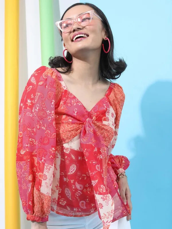 Suburbans Women Pink Printed Regular Tops