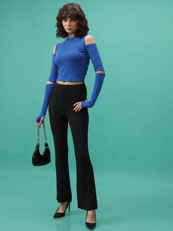 Suburbans Women Blue Solid Regular Tops