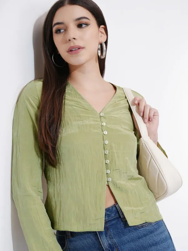 Suburbans Women Green Solid Regular Top