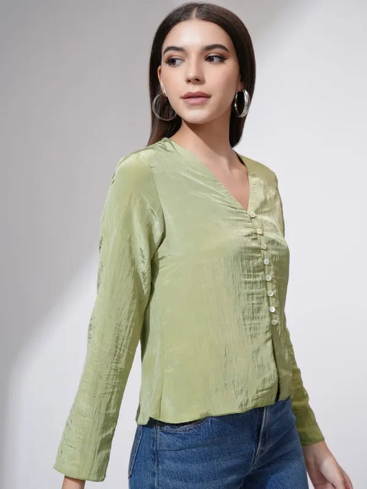 Suburbans  Women Green Solid Regular Top