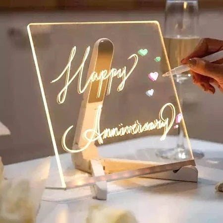 Styluge 3D Acrylic Rewritable LED Message Board Table Lamp with Erasable pen