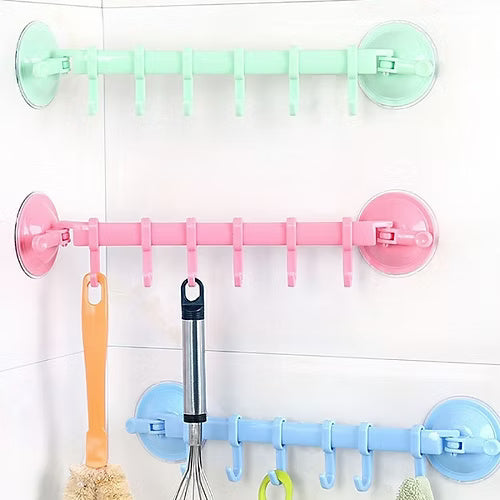 Double Suction Adjustable Hook Rack (Random Color)