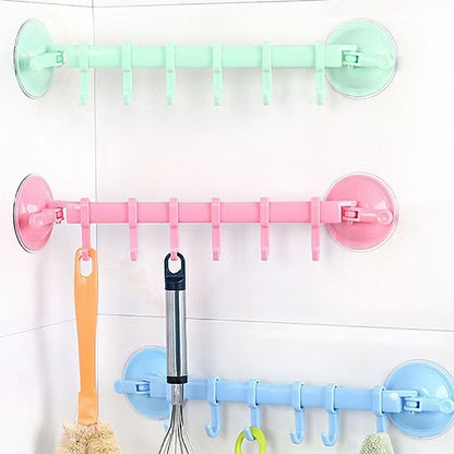 Double Suction Adjustable Hook Rack (Random Color)