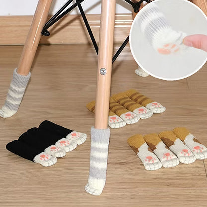 4 Pcs Cat Paw Chair Socks (Random Colors)