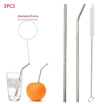3Pcs Stainless Steel Straws