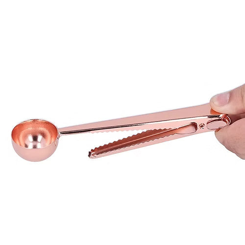 Rose Golden Spoon cum Food Packet Sealing Clip