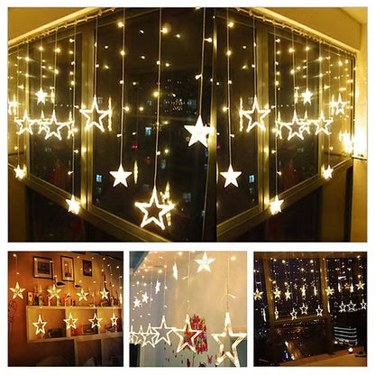 6 Big 6 Small Star LED String Light (Warm White)