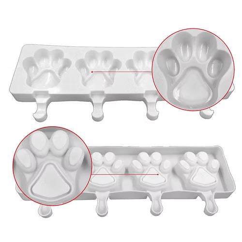 4 Cavity Cat & Bear Paw Shape Popsicle Mould