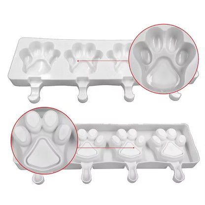 4 Cavity Cat & Bear Paw Shape Popsicle Mould