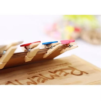 50 Pcs Heart Design Wooden Picture Holder Clips