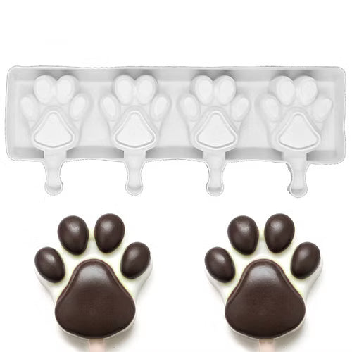 4 Cavity Cat & Bear Paw Shape Popsicle Mould