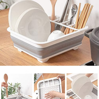Collapsible Dish Drying Rack Portable Dish Drainer Dinnerware Organizer