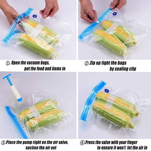 11 Pcs Reusable Vacuum Food Storage Bags