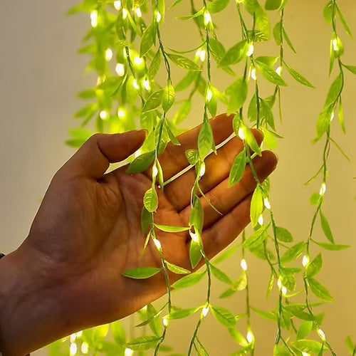 Artificial Leaf Curtain LED String Light, 200 LEDs, 8 Modes,10x3Feet Adjustable