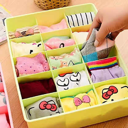 15 Grid Plastic Socks Organizer With Lid