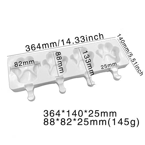 4 Cavity Cat & Bear Paw Shape Popsicle Mould