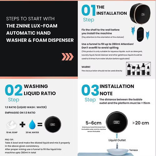 Automatic Hand Washer & Foam Dispenser for Bathroom - Wall Mounted Smart Recharg