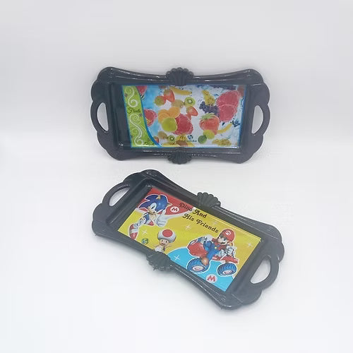 Fancy Plastic Serving Tray Small Random Prints (Black)