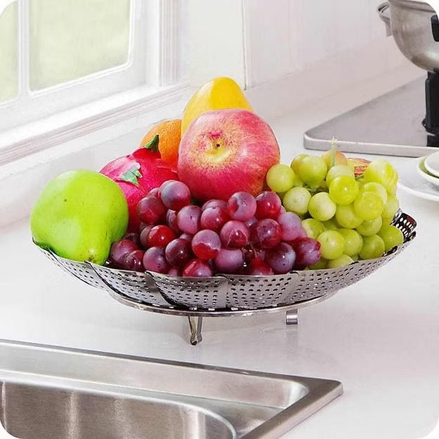 SS Folding Steamer Basket Medium (9.5 Inch)