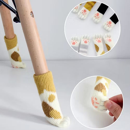 4 Pcs Cat Paw Chair Socks (Random Colors)