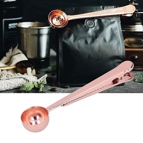 Rose Golden Spoon cum Food Packet Sealing Clip