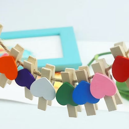 50 Pcs Heart Design Wooden Picture Holder Clips