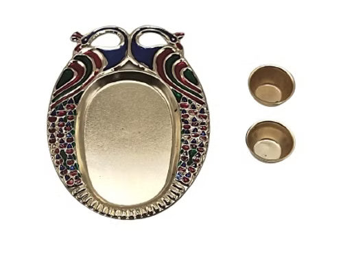 Double Peacock Kumkum Thali With Heavy Box