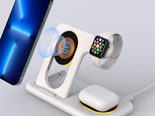 5 in 1 Foldable Charging Dock, 15W, Adjustable Base, Qi Base, with Touchlight