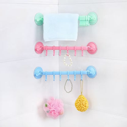 Double Suction Adjustable Hook Rack (Random Color)