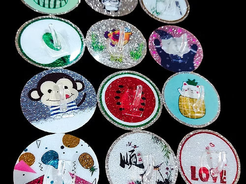 Plastic Glitter Round Hook (Pack of 10)